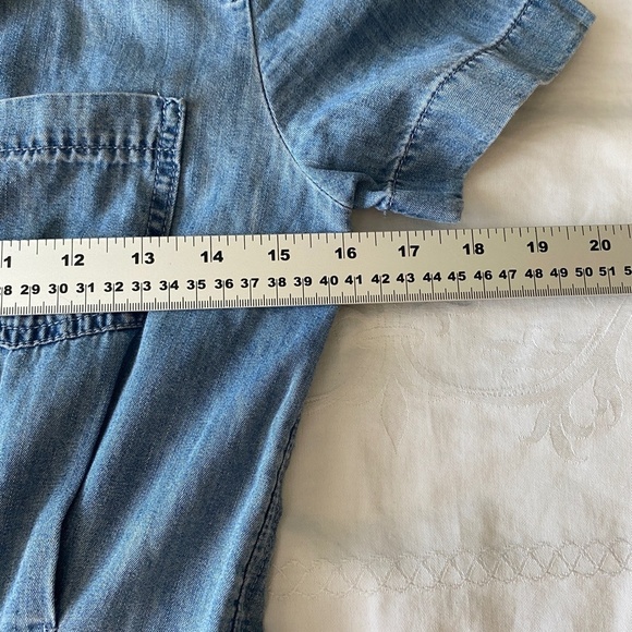 J. Crew Women's Denim Collared Romper Short Sleeve Size 0 Button Up Front - Picture 12 of 16